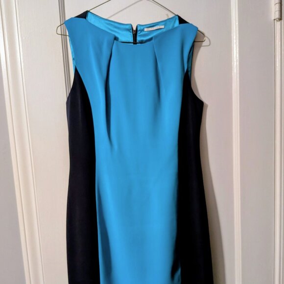 T. Tahari Turqouise and navy sleveless dress size 6 - Picture 1 of 3